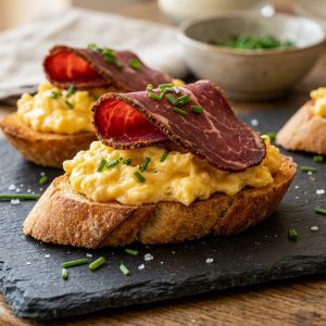 rostini-mit-Ruehrei-Pastirma von ehab catering