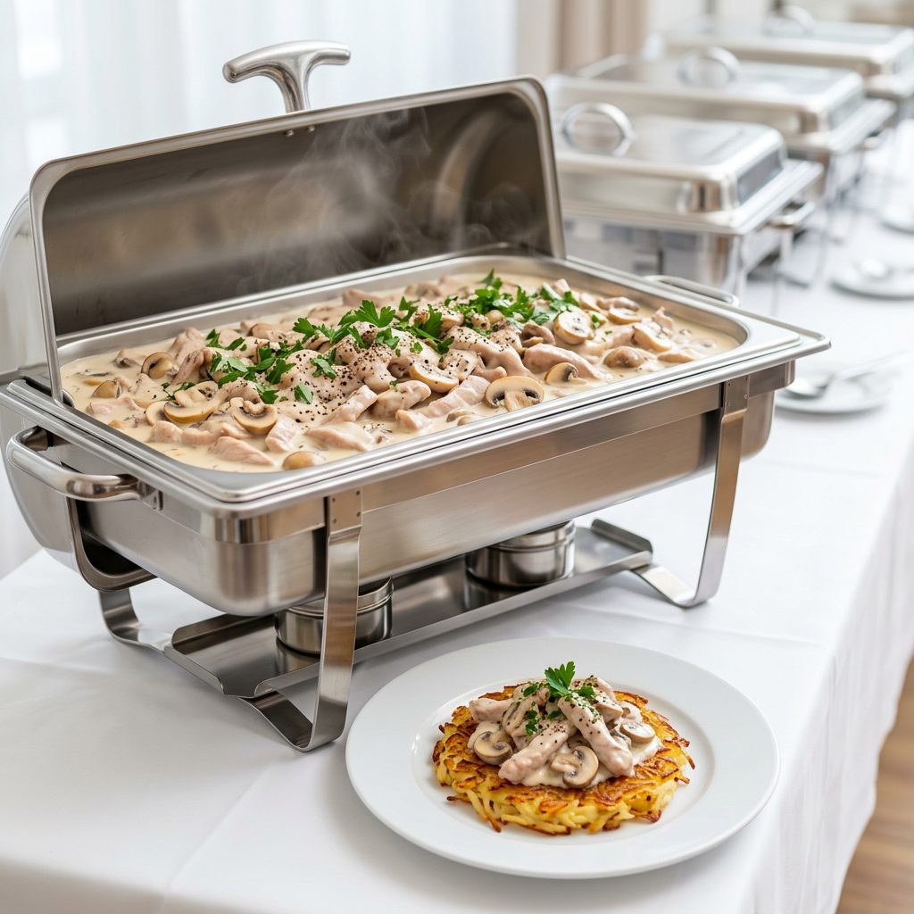 Kalbsgeschnetzeltes mit Champignons-Rahm Sauce von ehab catering