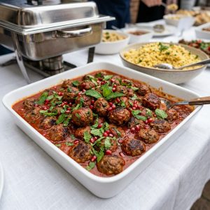 Orientalische Rinderhackbällchen in Tomaten-Minz-Sauce von ehab Catering
