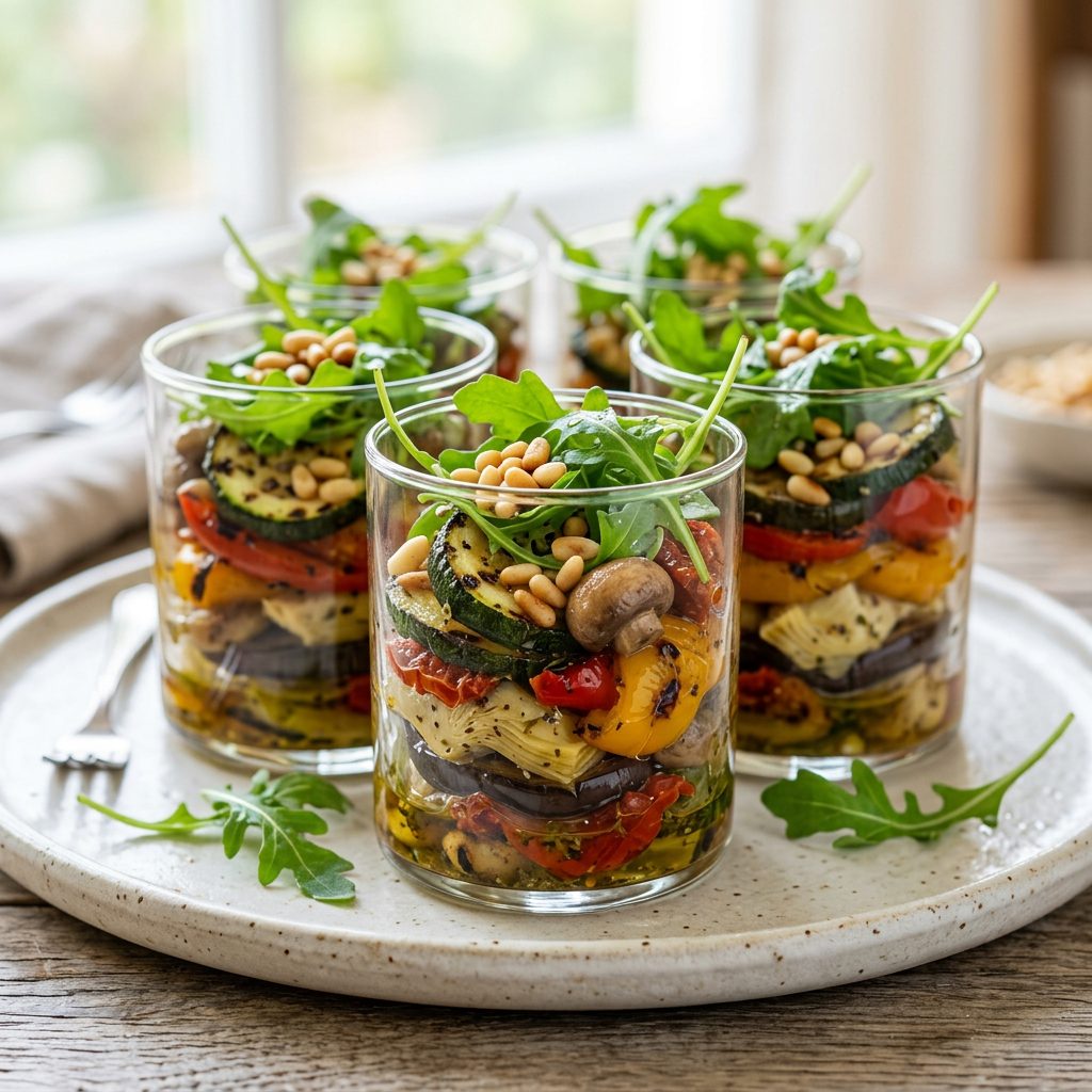 Antipasti Salat im Gläschen von ehab catering