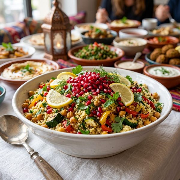 Orientalischer Couscous-Salat in der schüssel von ehab catering