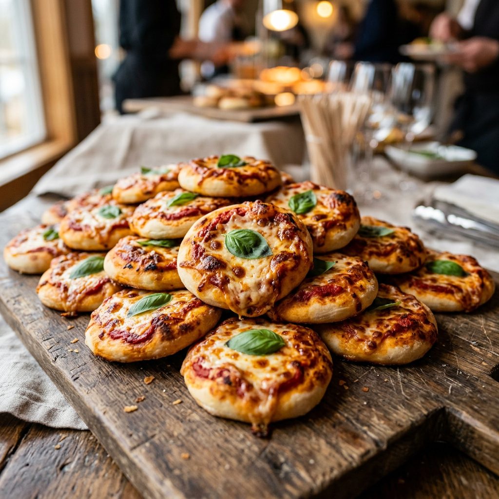 Mini-Pizzen Tomaten, Mozzarella von ehab catering