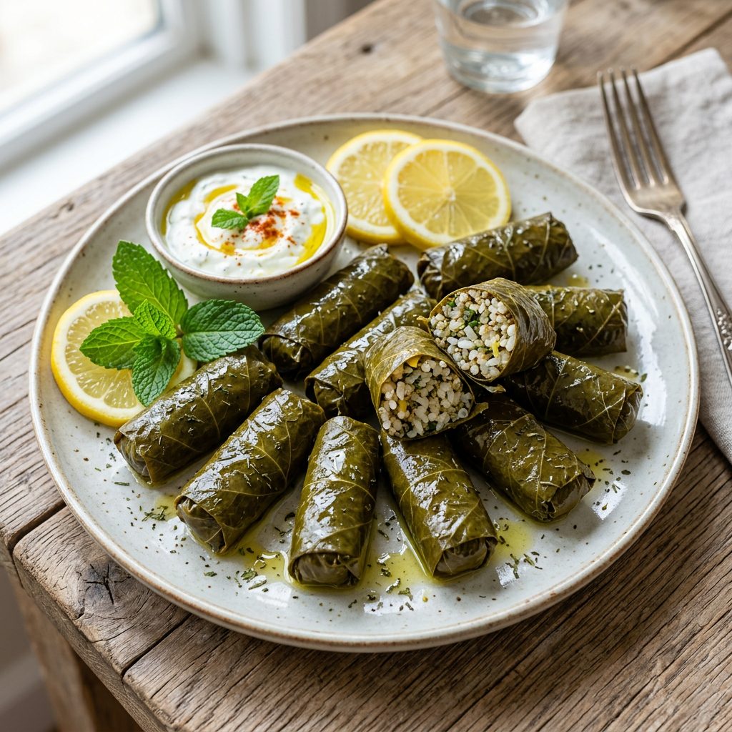 Weinblätter mit Reis und Quinoa gefüllt von ehab catering