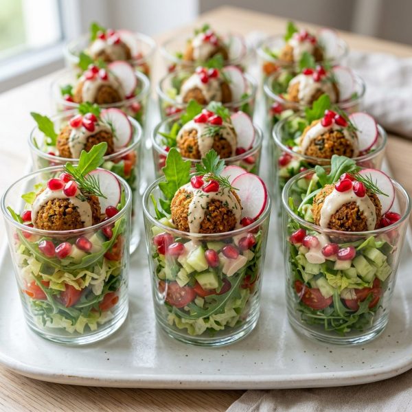 falafel-salat in der gläser von ehab catering