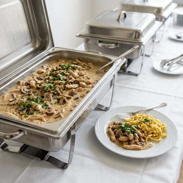 Hähnchen-Geschnetzeltes mit Champignon-Sahnesauce von ehab Catering