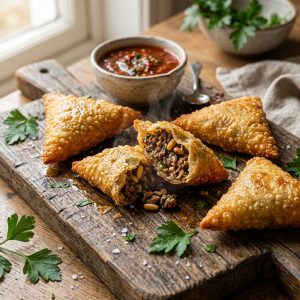 Sambusa mit Rinderhack & Pinienkernen von ehab catering