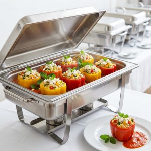 Orientalische gefüllte Paprikaschoten mit Couscous, Quinoa, Feta, Minze und Tomatensauce von ehab Catering"