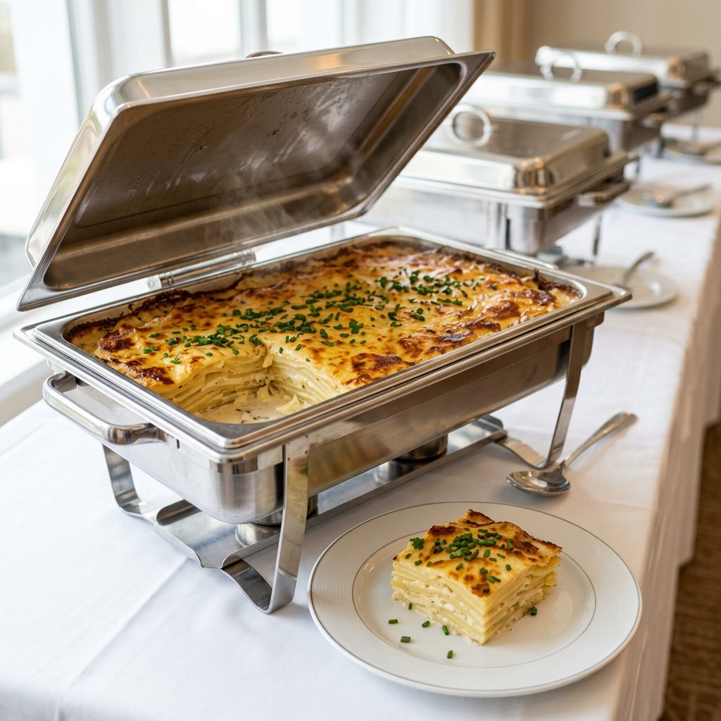 Cremiges Kartoffelgratin mit goldbrauner Käsekruste von ehab Catering
