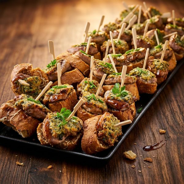 crostini-schweinefilet-käse-kräuter-kruste von ehab catering